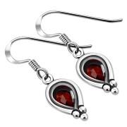 Ethnic Style Silver Earrings w Garnet CZ, e177